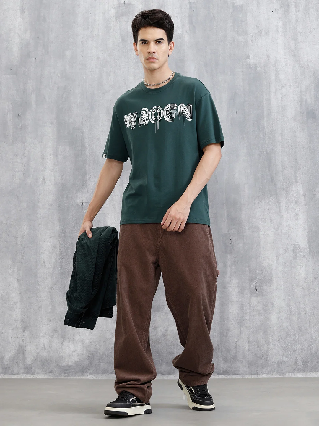 Typography Graphic Printed T-Shirt | Green - Image 2