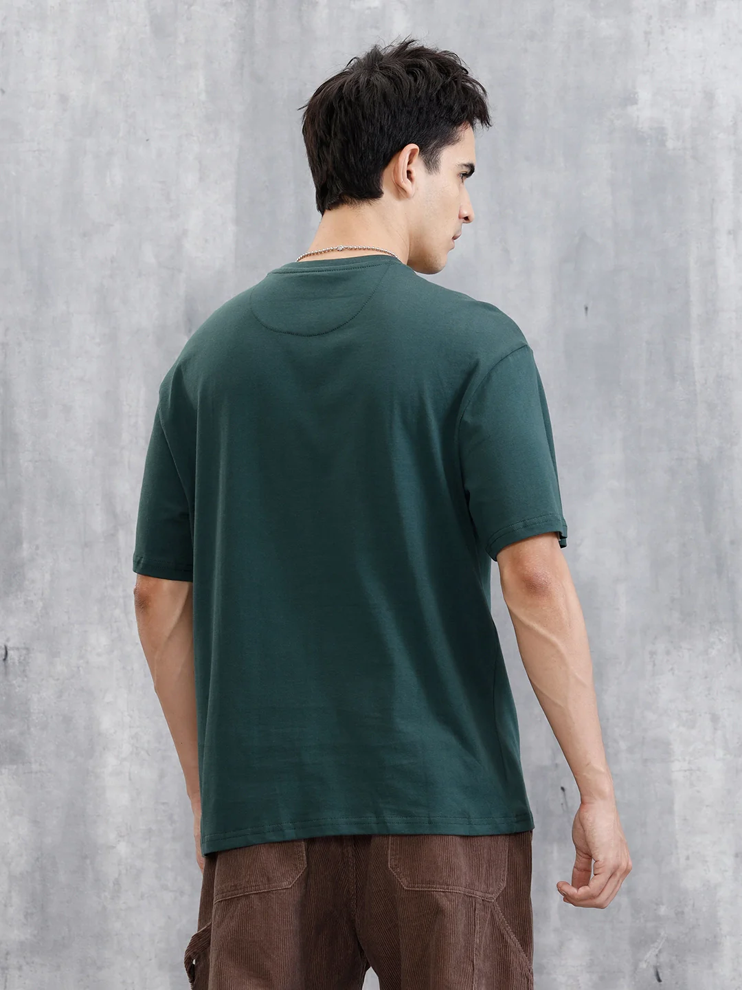Typography Graphic Printed T-Shirt | Green - Image 3