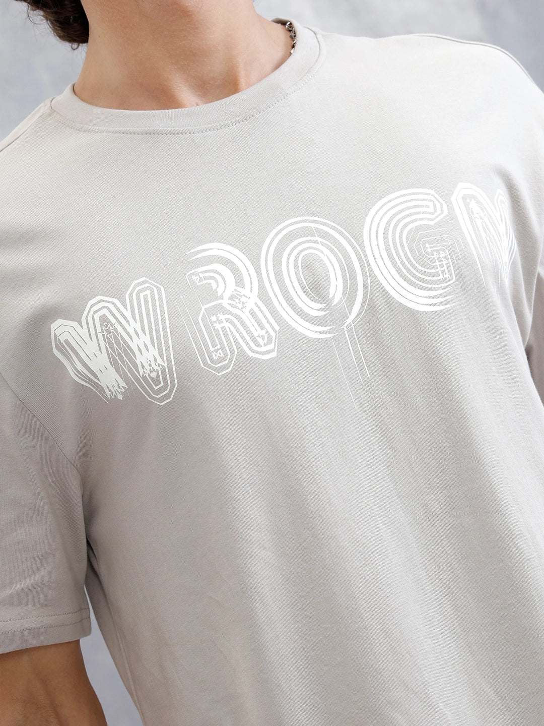 Typography Graphic Printed T-Shirt | Grey - Image 5