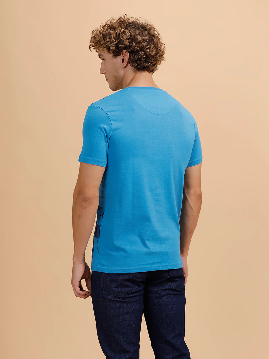 Typography Print Slim Fit T-Shirt | Blue - Image 3