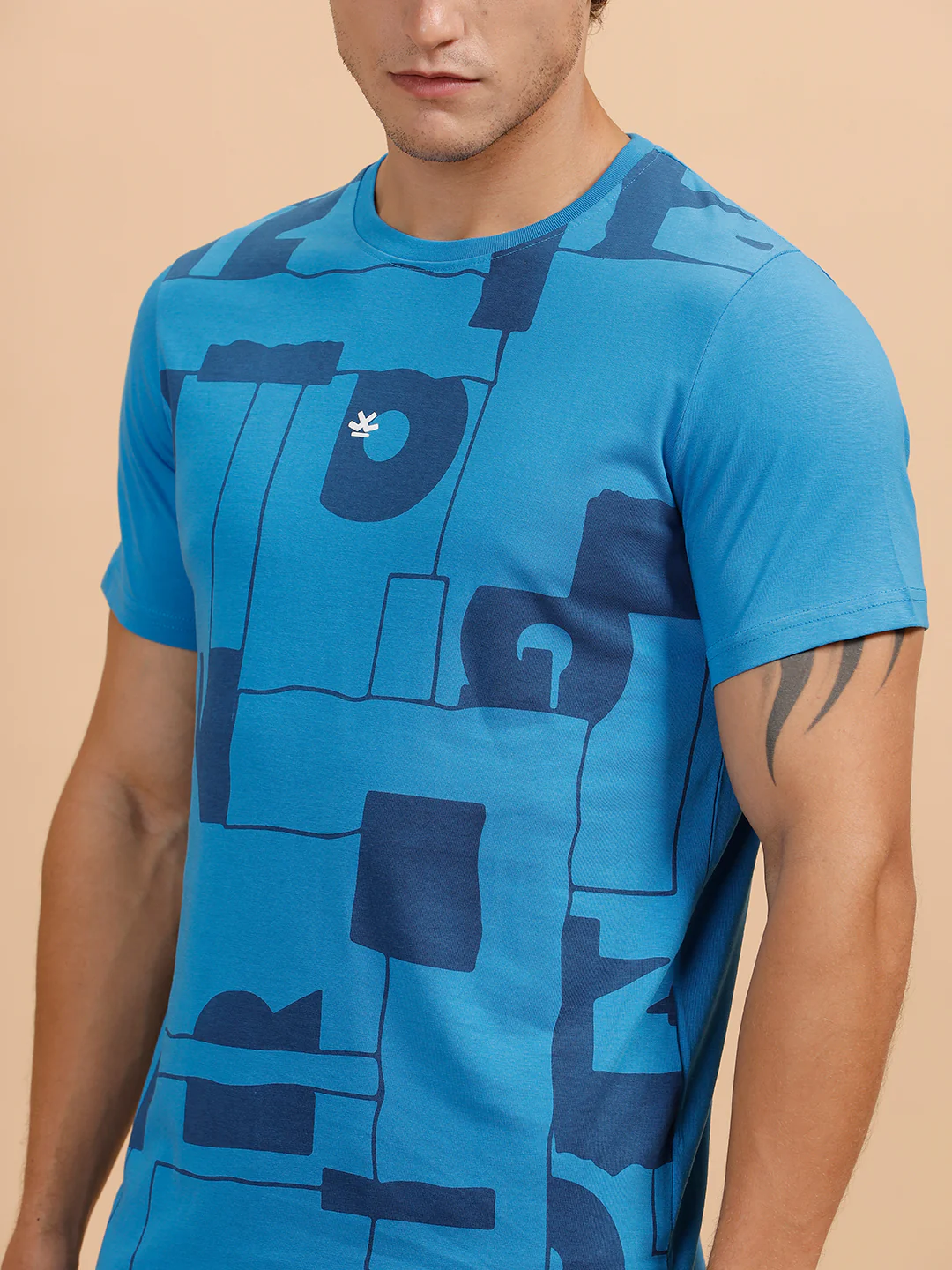 Typography Print Slim Fit T-Shirt | Blue - Image 5