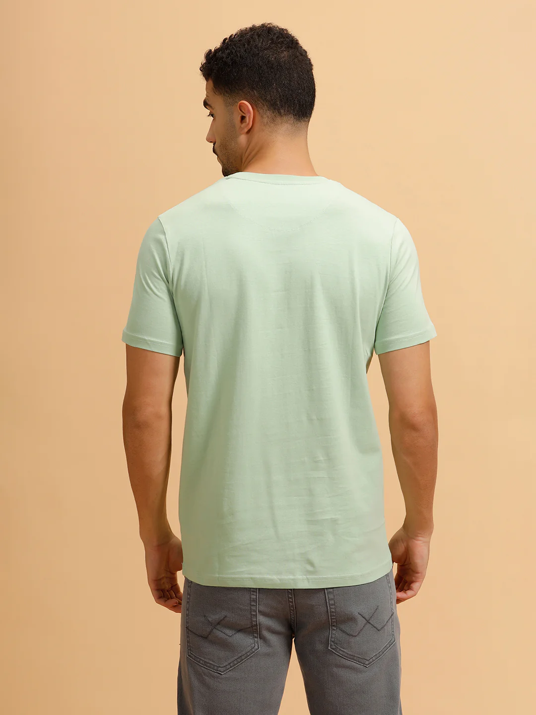 Typography Print Slim Fit T-Shirt | Light Green - Image 3