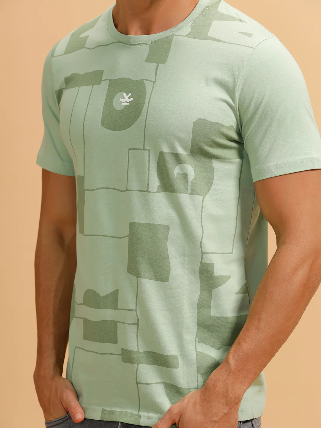 Typography Print Slim Fit T-Shirt | Light Green - Image 5