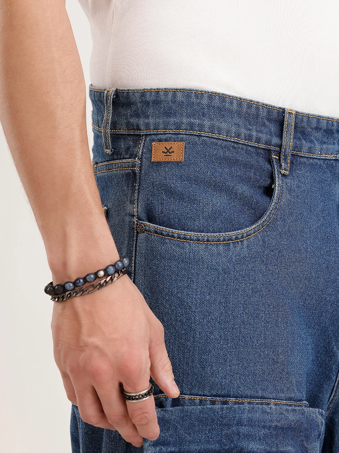 Baggy Fit Cargo Denim Jeans | Navy Blue - Image 5