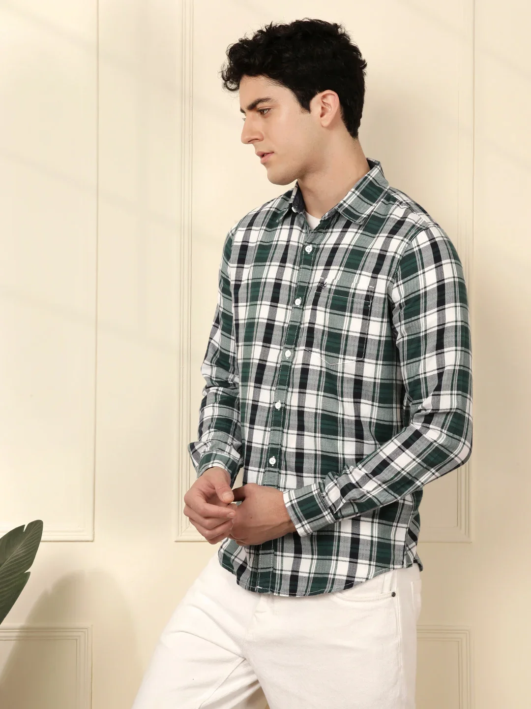 Urban Checked Shirt in Green - Image 4