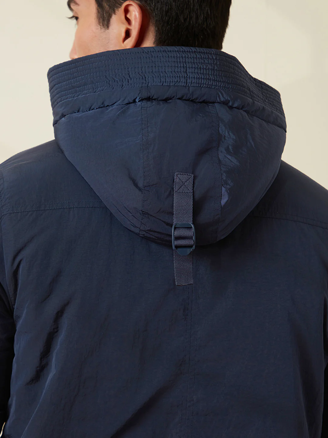 Crushed Metallic Hooded Jacket | Navy Blue - Image 5