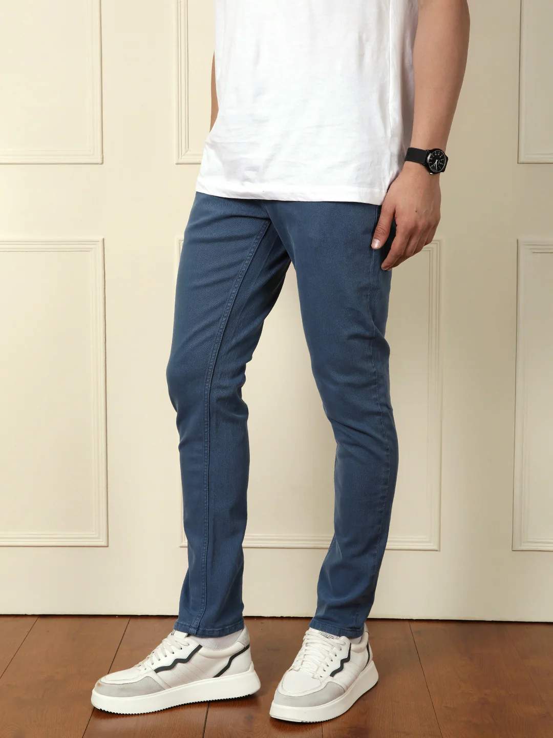Slim Tapered Coloured Denim Jeans | Blue - Image 4