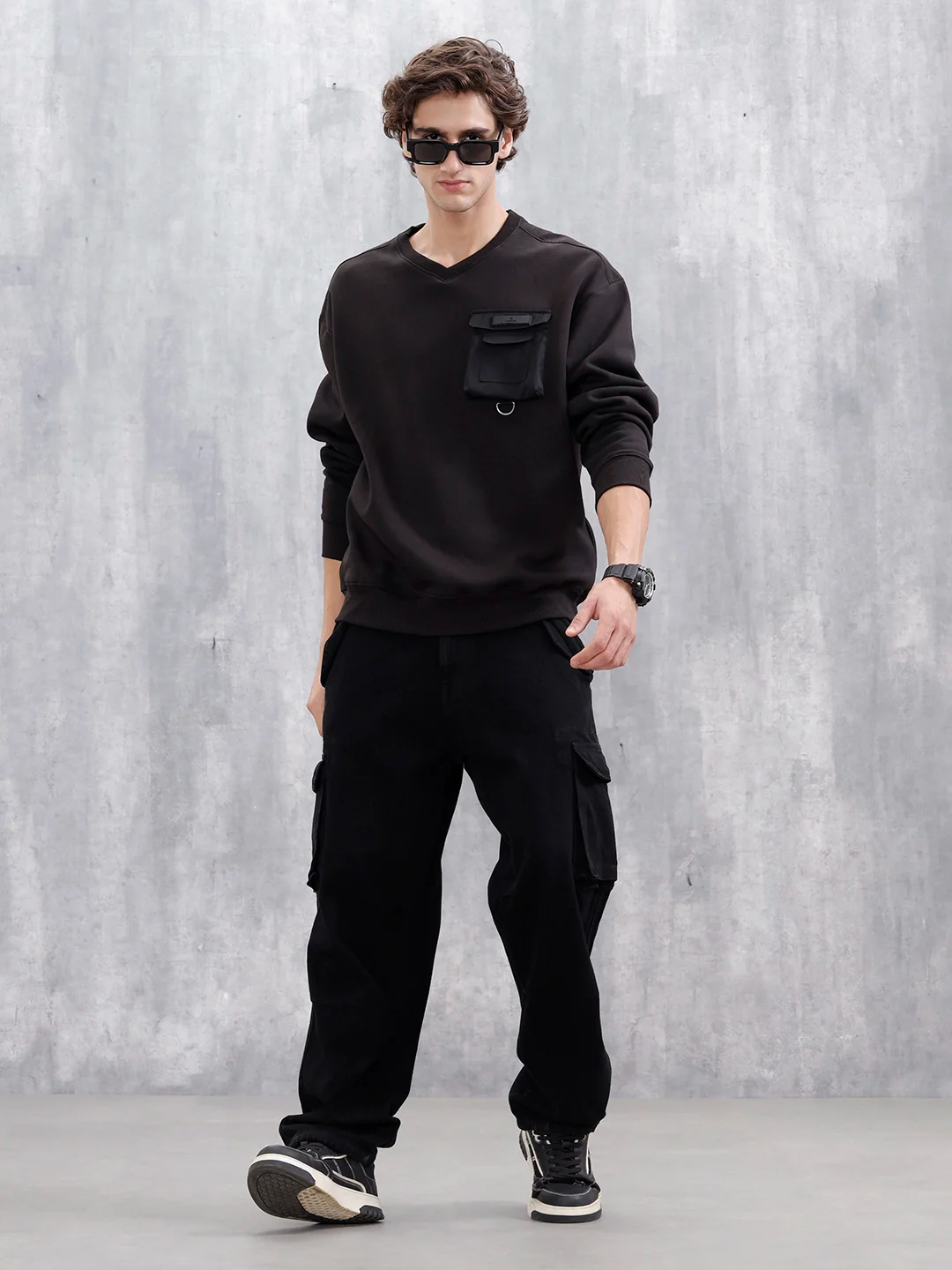 Utility Pocket Detail Casual Sweatshirt | Black - Image 2