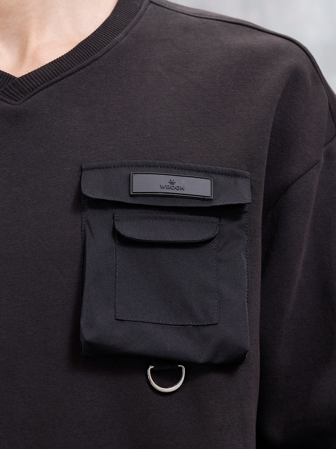 Utility Pocket Detail Casual Sweatshirt | Black - Image 5