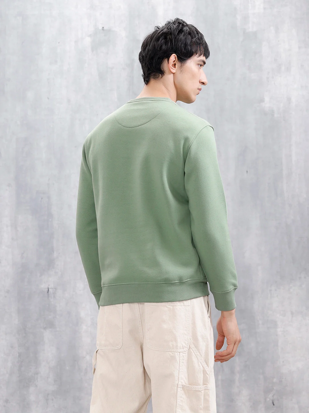 Varsity Printed Men’s Sweatshirt In Comfort Fit | Green - Image 3