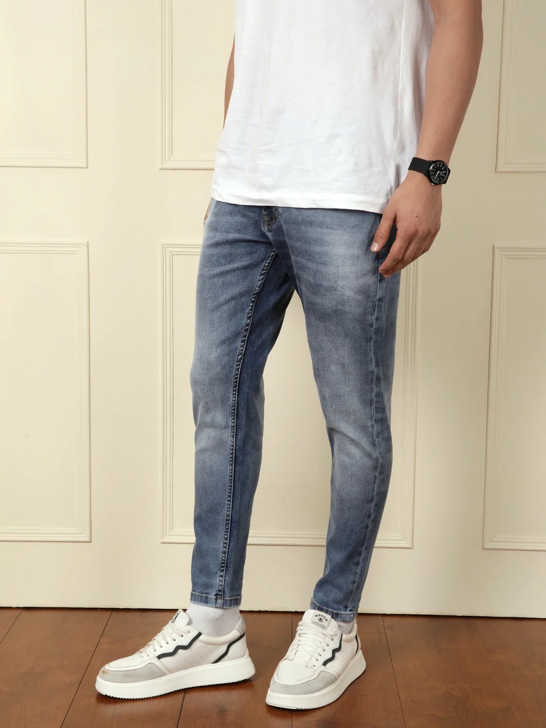 Vintage Faded Skinny Crop Jeans | Blue - Image 4