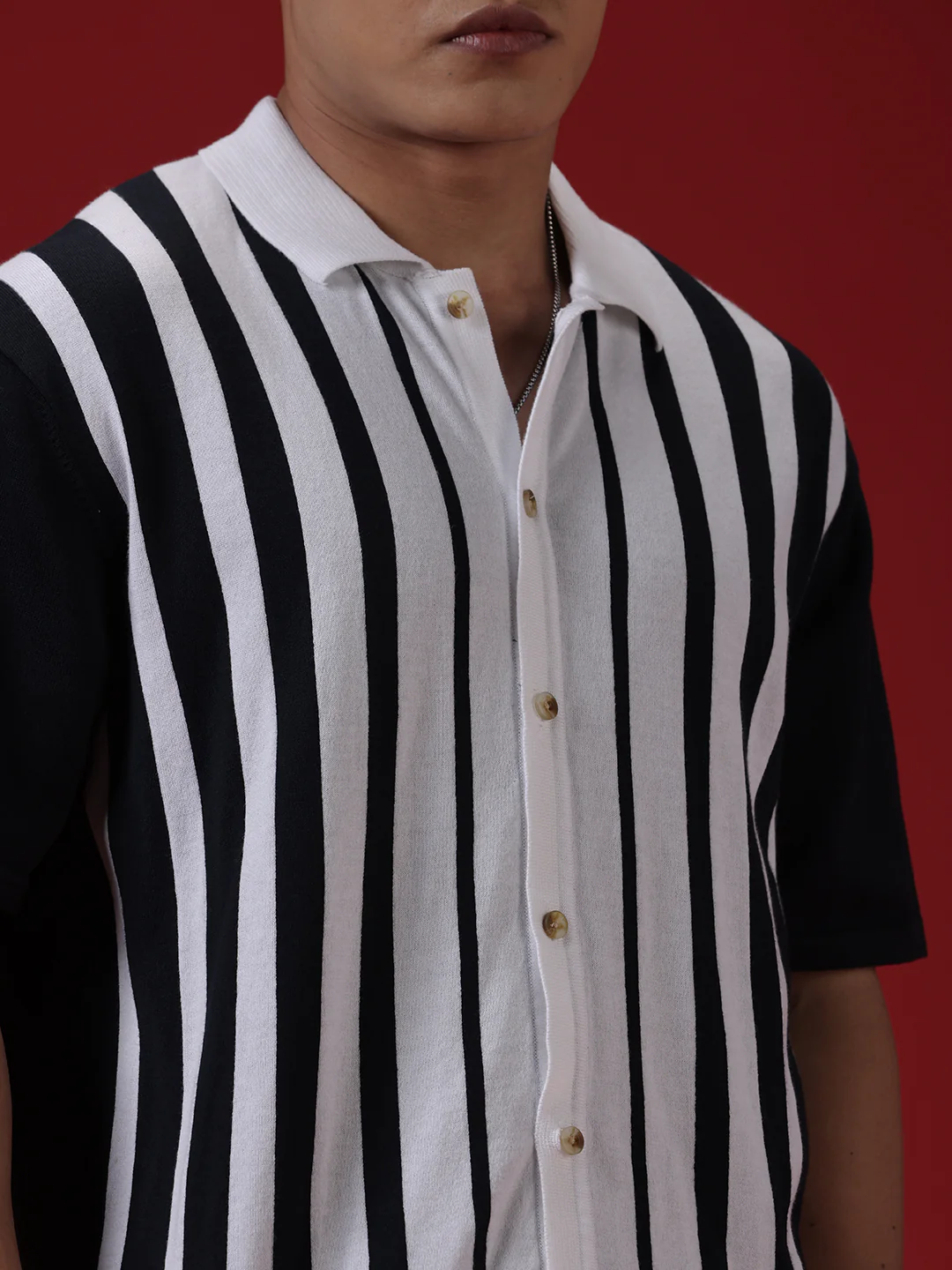 Vintage Stripes Flat Knit Navy Shirt - Image 7