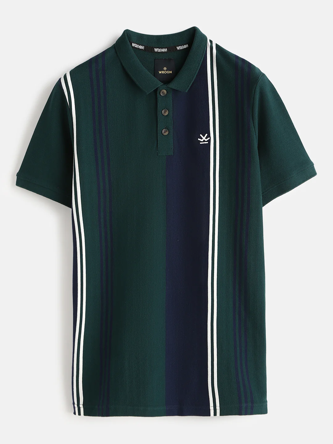 Vintage Stripes Yarn Dyed Polo T-Shirt | Dark Green - Image 3