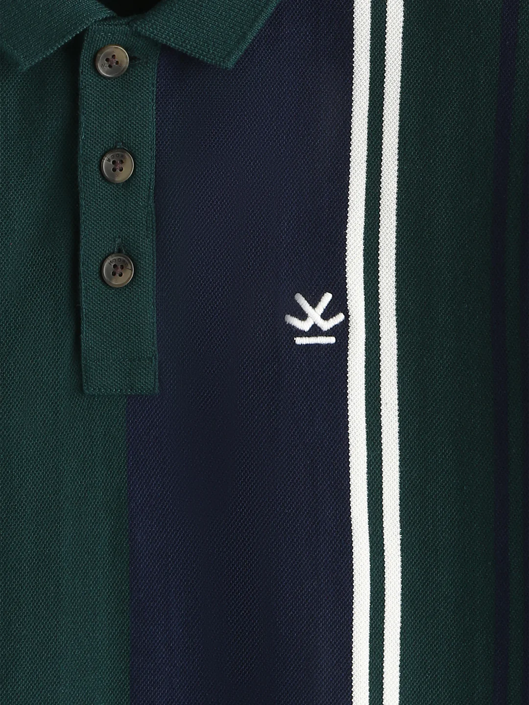 Vintage Stripes Yarn Dyed Polo T-Shirt | Dark Green - Image 5