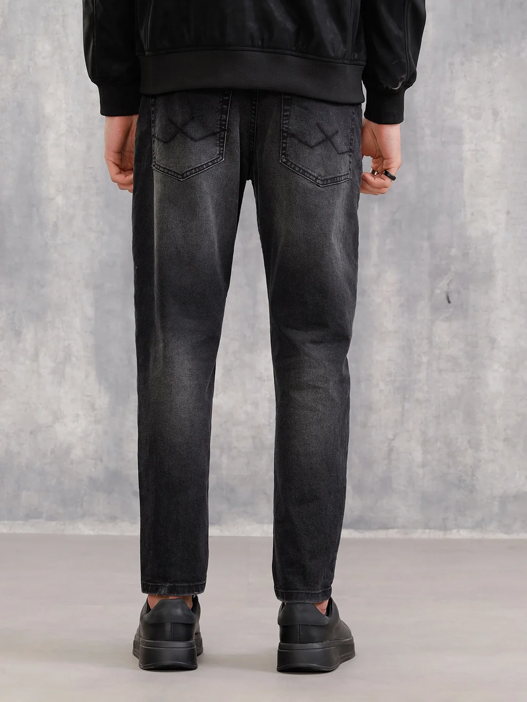 Vintage Washed Distressed Jeans I Black - Image 3
