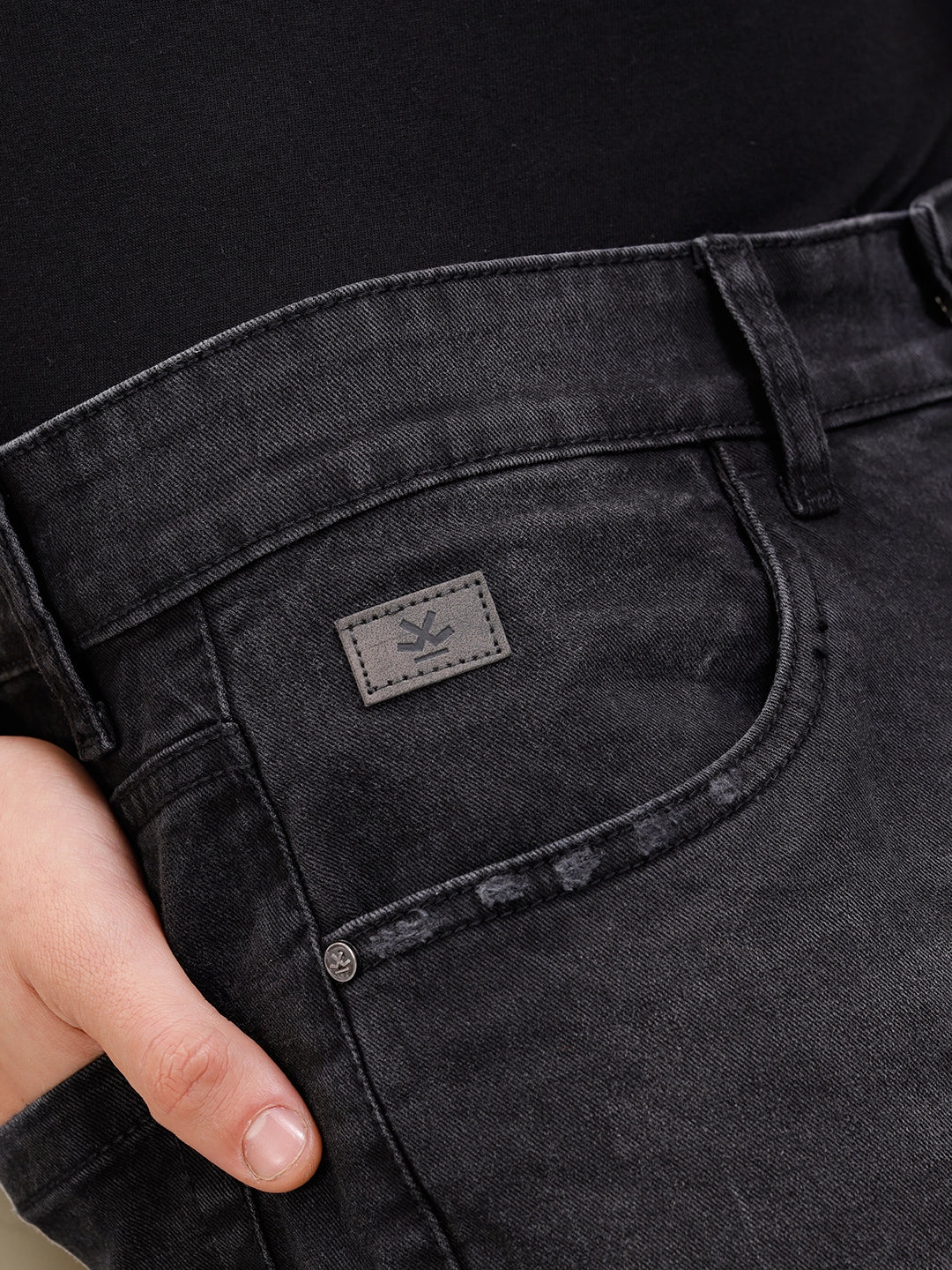 Vintage Washed Distressed Jeans I Black - Image 5