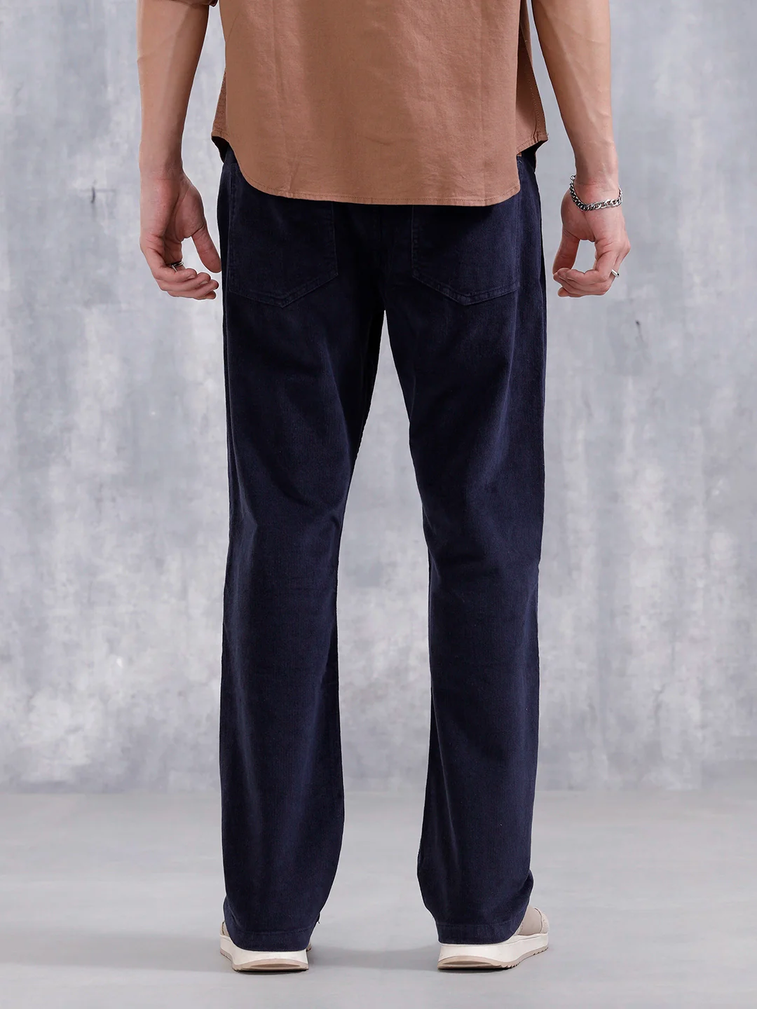 Wales Corduroy Straight Fit Trouser  | Navy Blue - Image 4