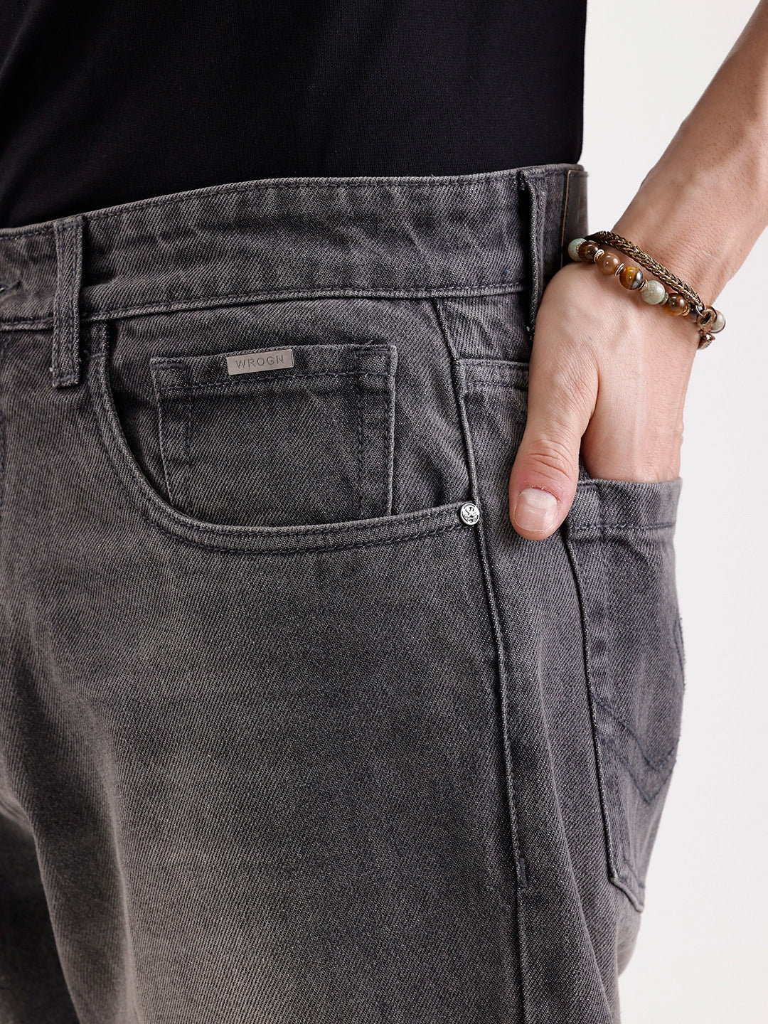 Washed Anit Fit Denim Jeans   |  Grey - Image 5