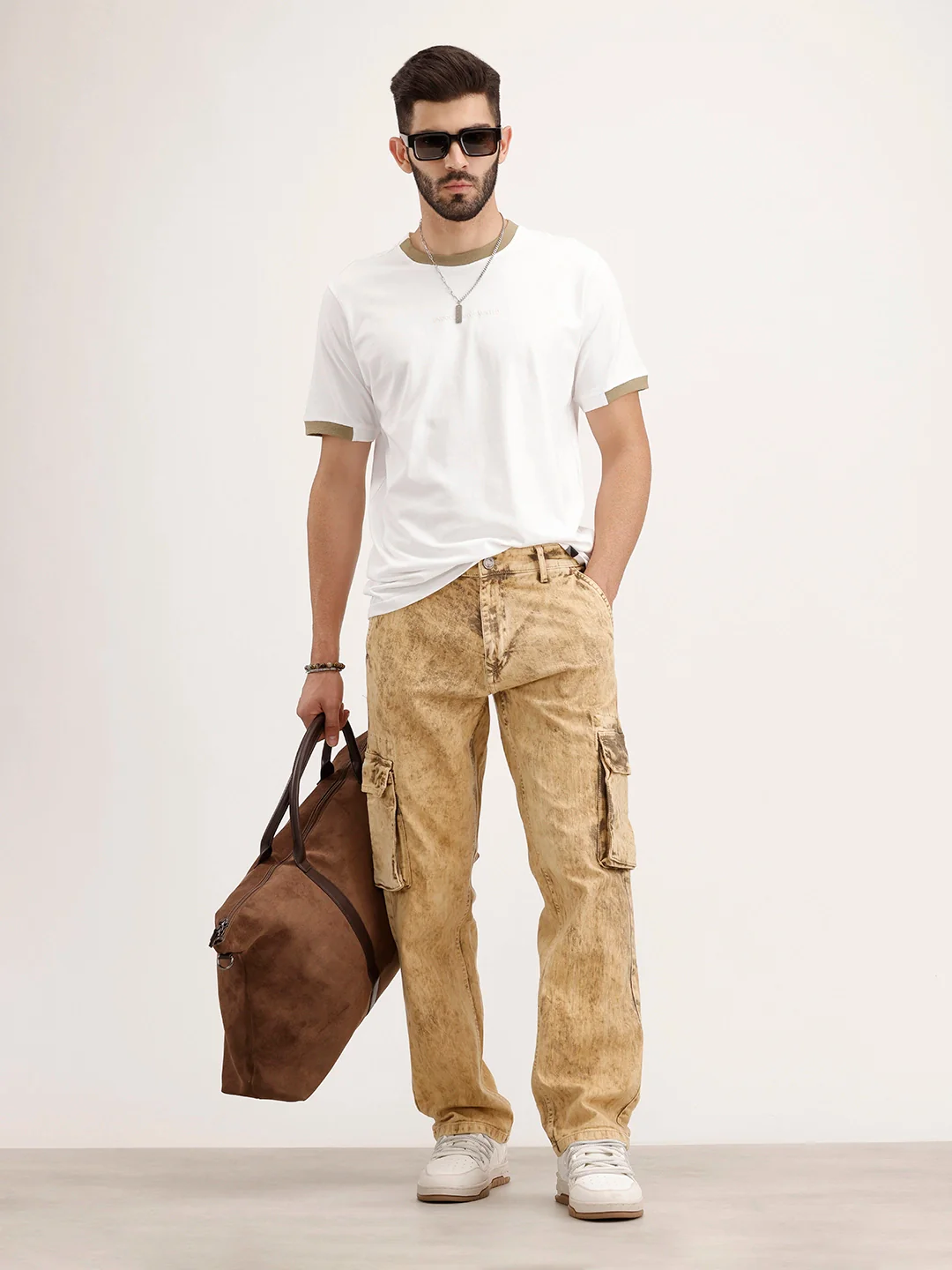Washed Anti Fit Cargo Jeans | Khaki - Image 2