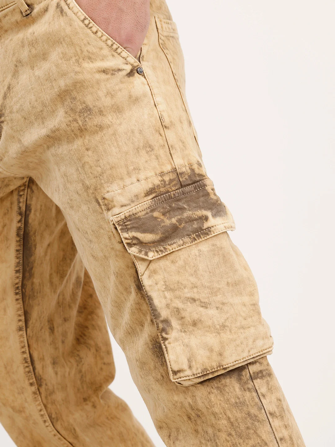 Washed Anti Fit Cargo Jeans | Khaki - Image 5