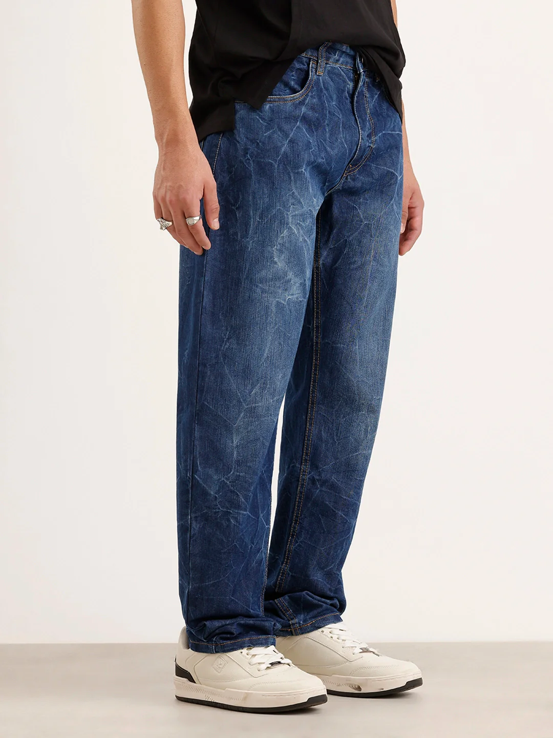 Washed Anti Fit Denim Jeans | Blue - Image 4