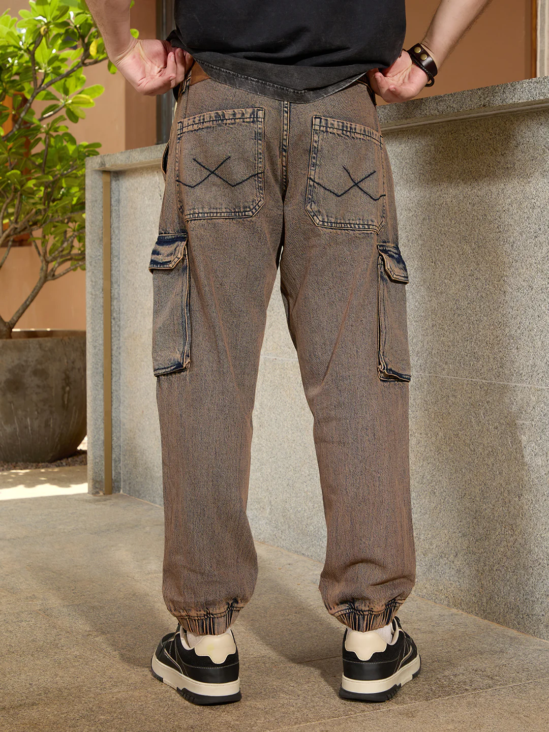 Washed Denim Cargo Jogger | Blue - Image 3