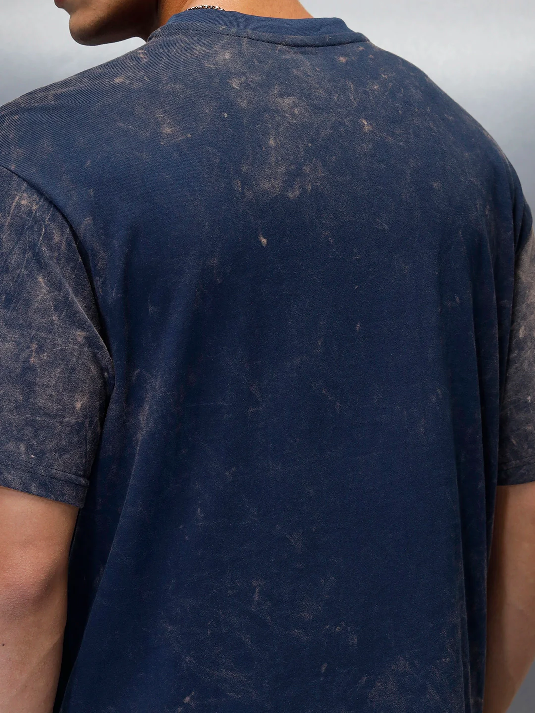Washed Graphic Printed Oversized Fit T-Shirt | Blue - Image 5