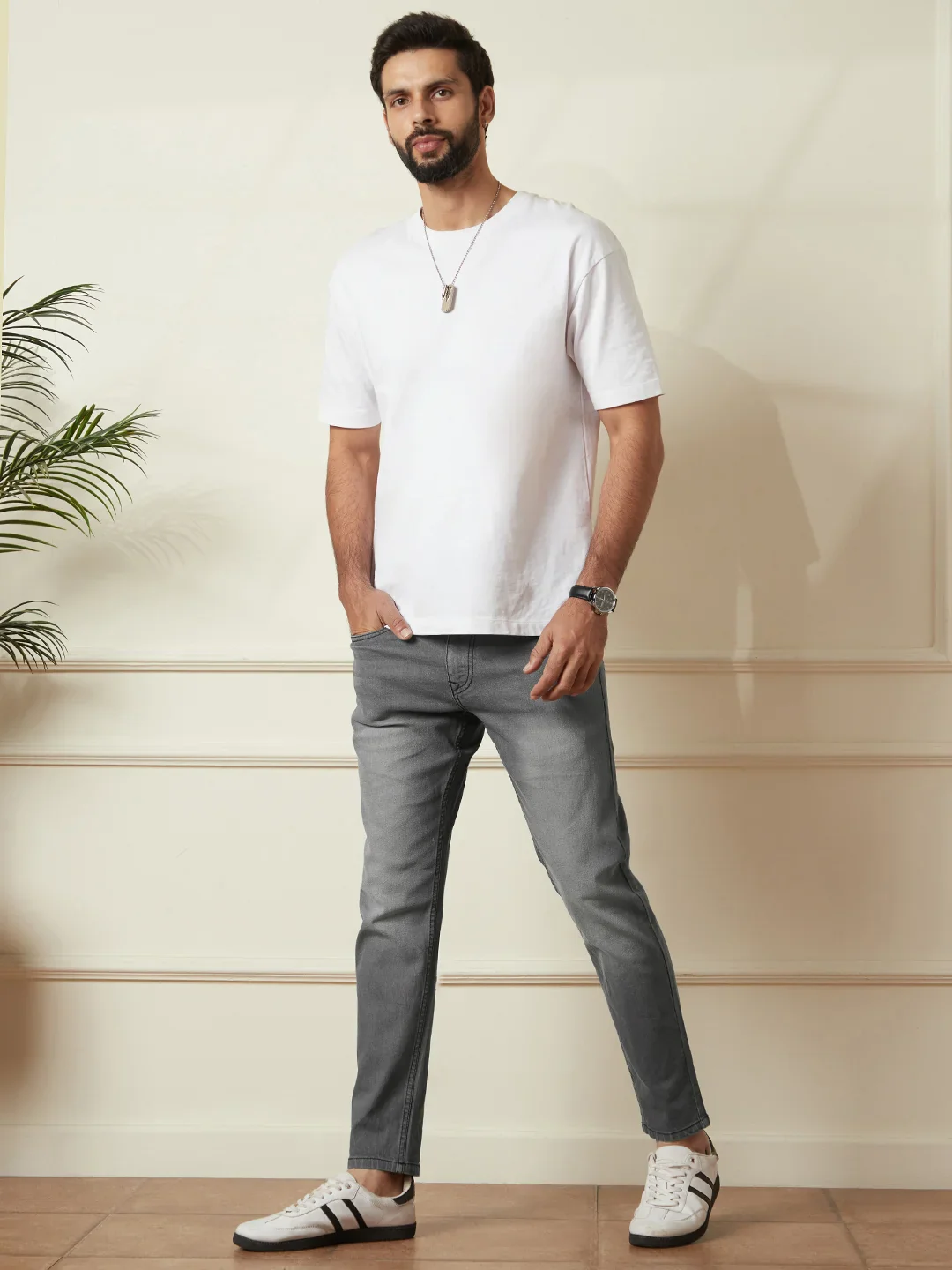 Vintage Wash Skinny Crop Jeans | Grey - Image 2