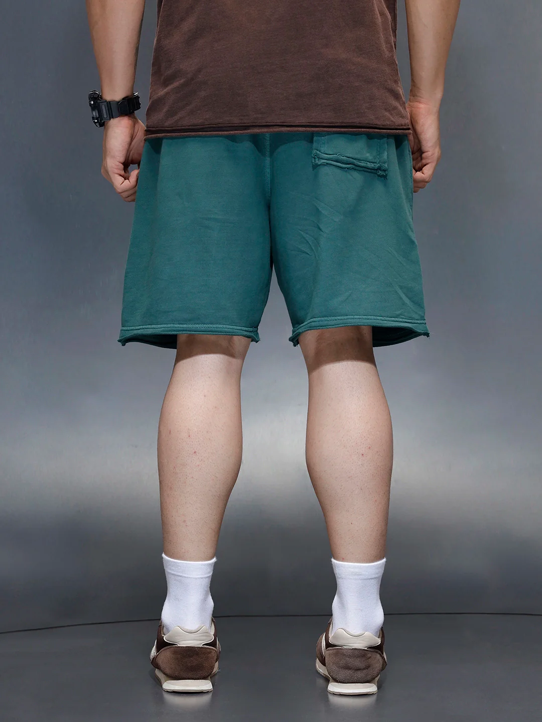Washed Men's Casual Oversized Fit Shorts | Dark Green - Image 3