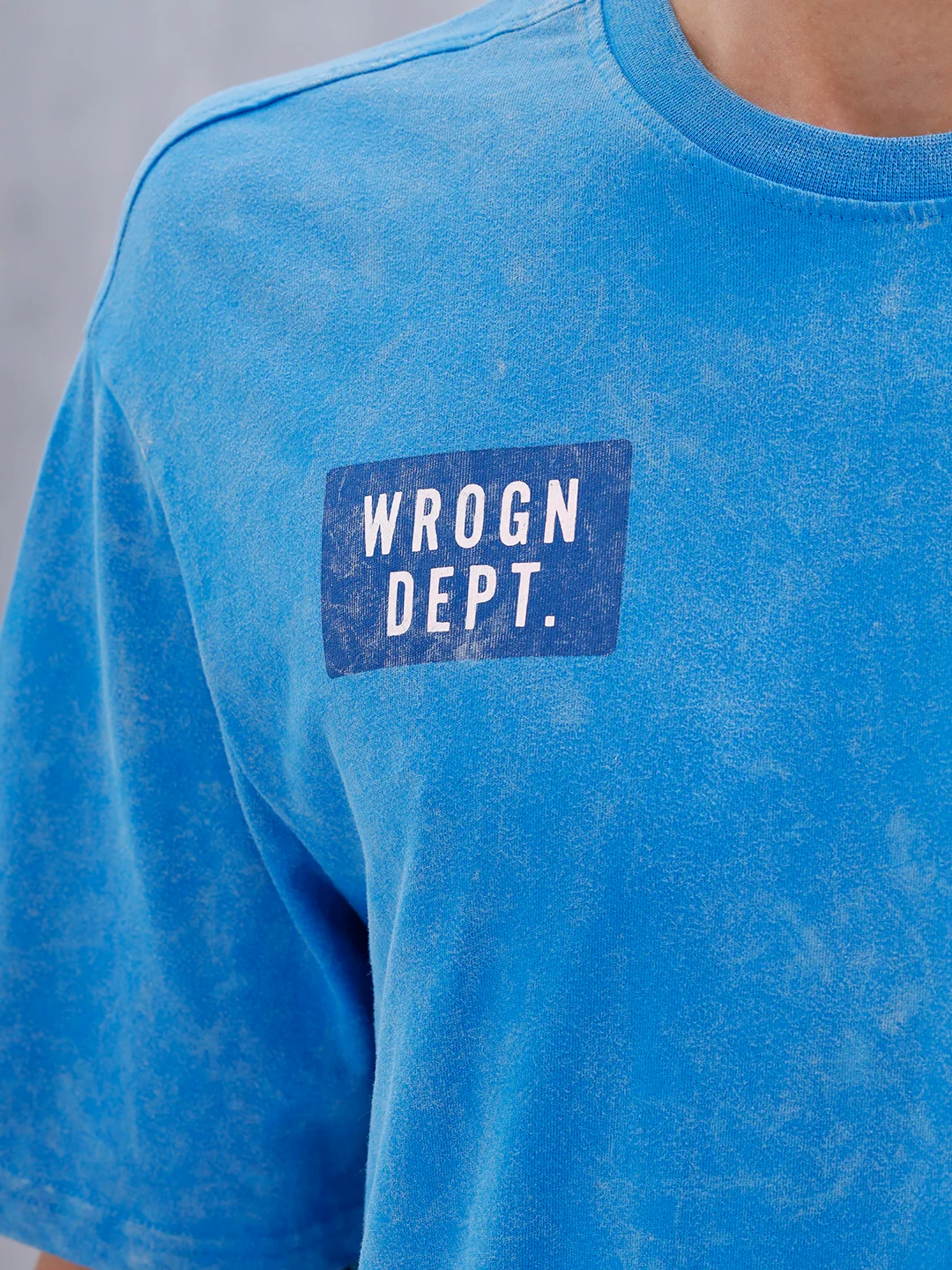 Washed Oversized Crew Neck Tshirt With Print | Blue - Image 5