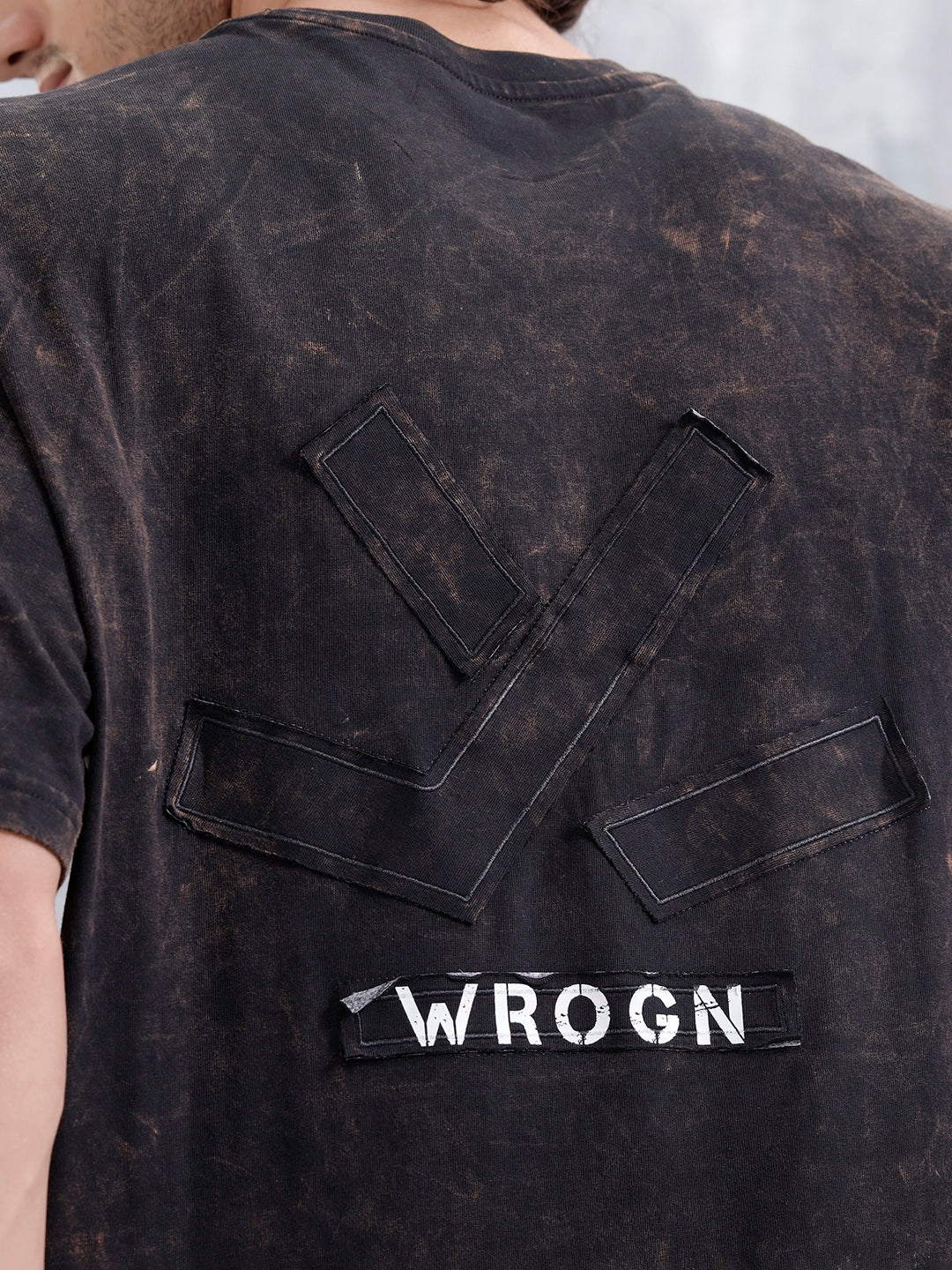 Washed Oversized Fit Tee With Logo Embroidery Patch | Black - Image 8
