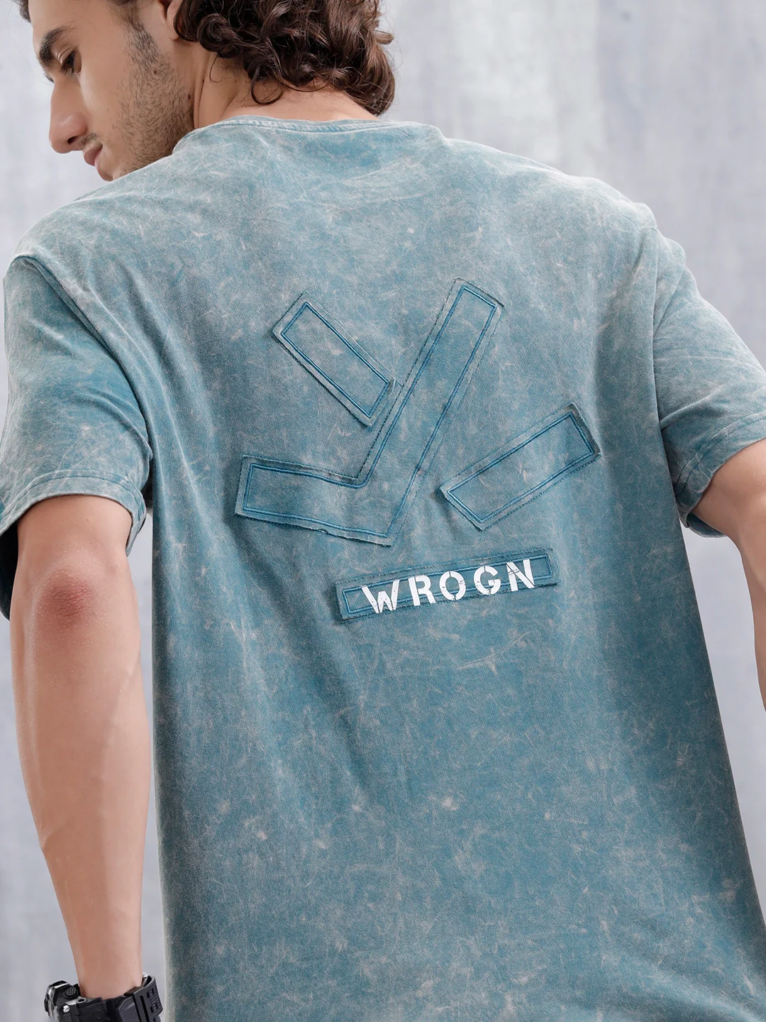 Washed Oversized Fit Tee With Logo Embroidery Patch | Green - Image 5