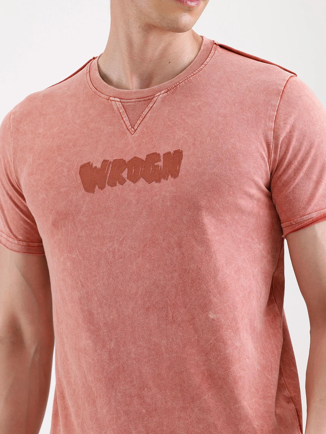 Washed Placement Printed T-Shirt   |  Rust - Image 5