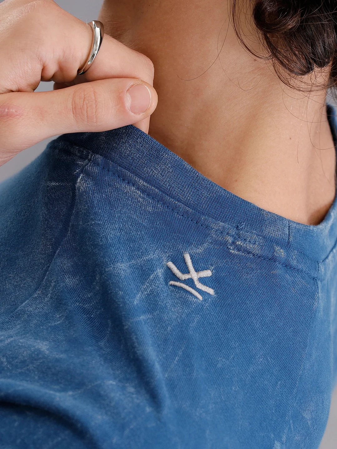 Washed Raglan Sleeve Slim Fit T-Shirt |  Dark Blue - Image 5