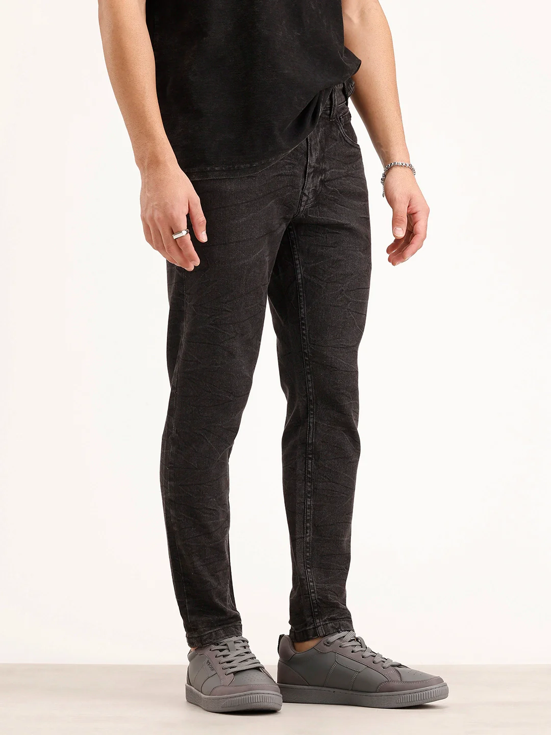 Washed Skinny Crop Denim Jeans | Grey - Image 4
