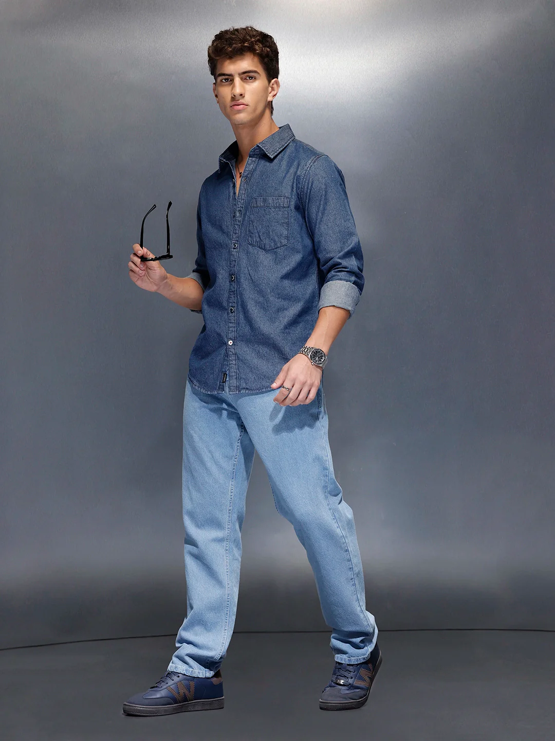 Washed slim fit denim shirt | Blue - Image 2