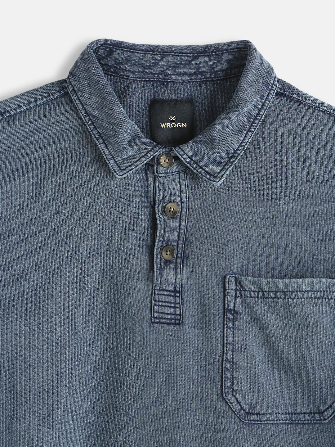 Washed Slim Fit Polo T-Shirt | Navy Blue - Image 3