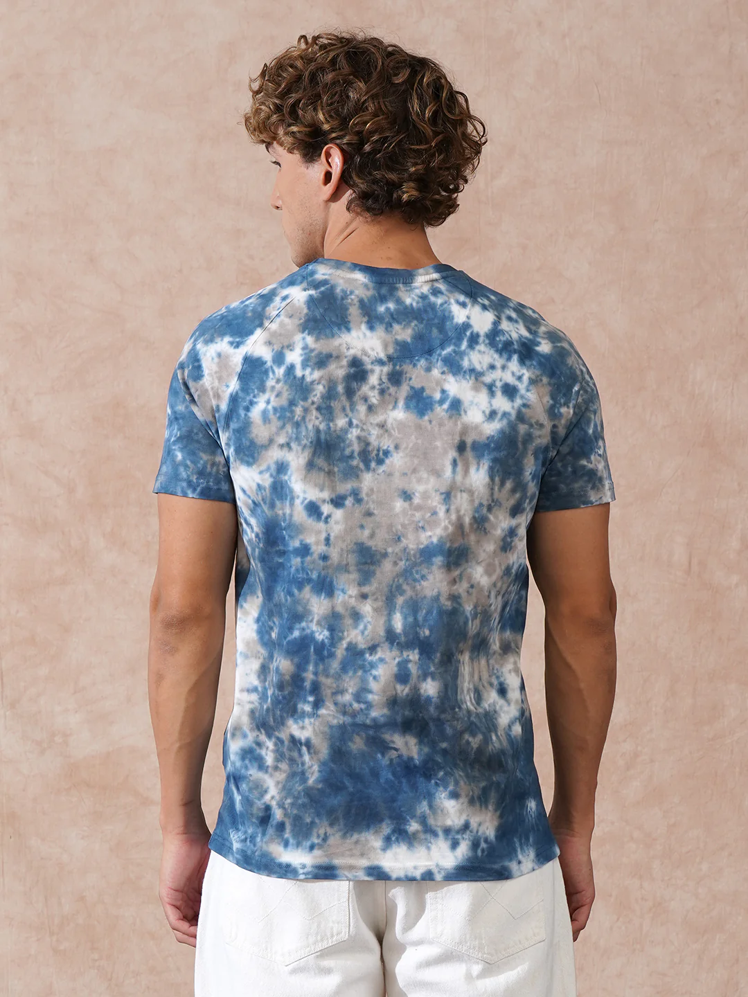 Washed Tie Dye Slim Fit T-Shirt | Blue - Image 3