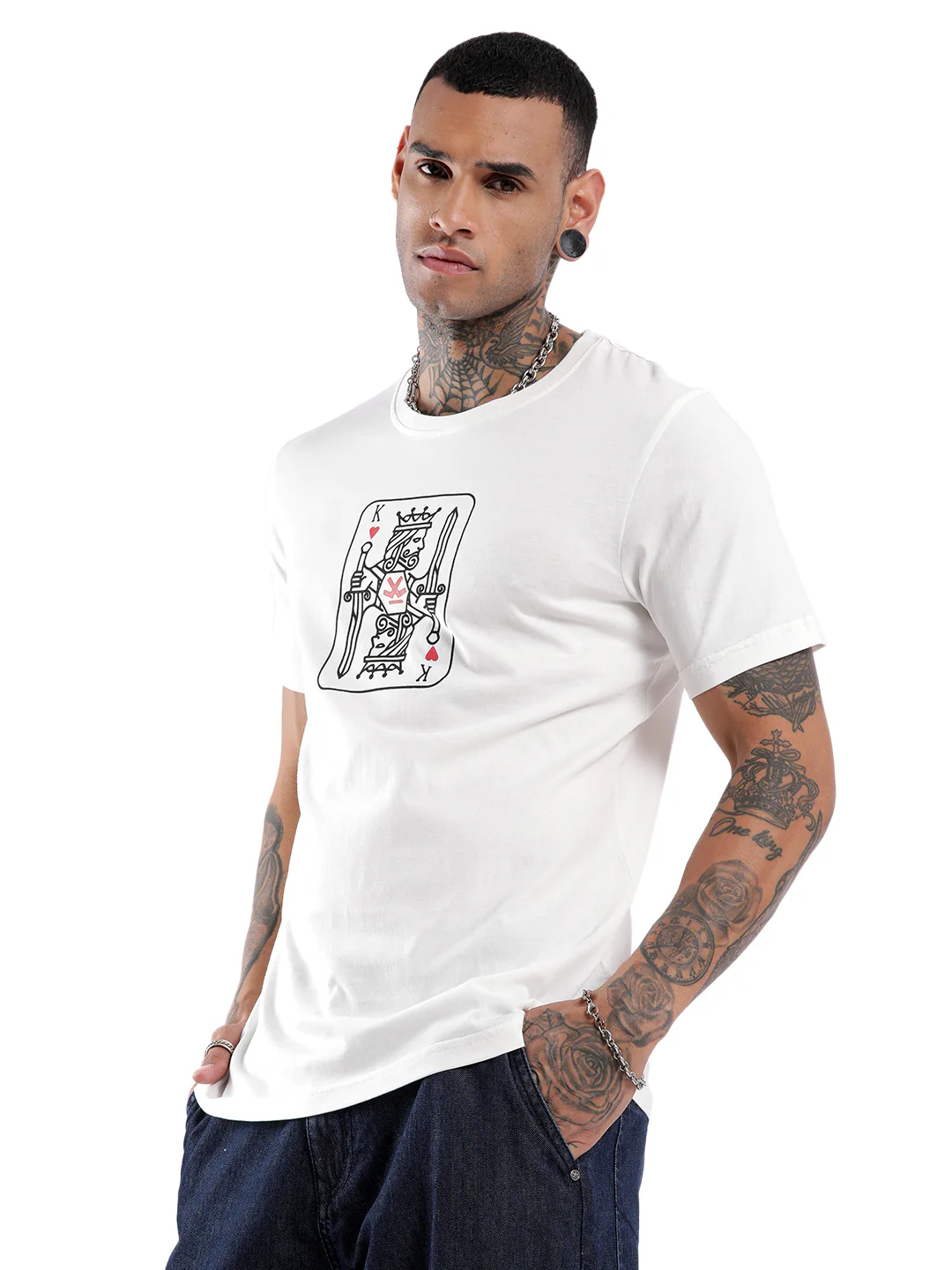 White Cards Printed T-Shirt - Image 4
