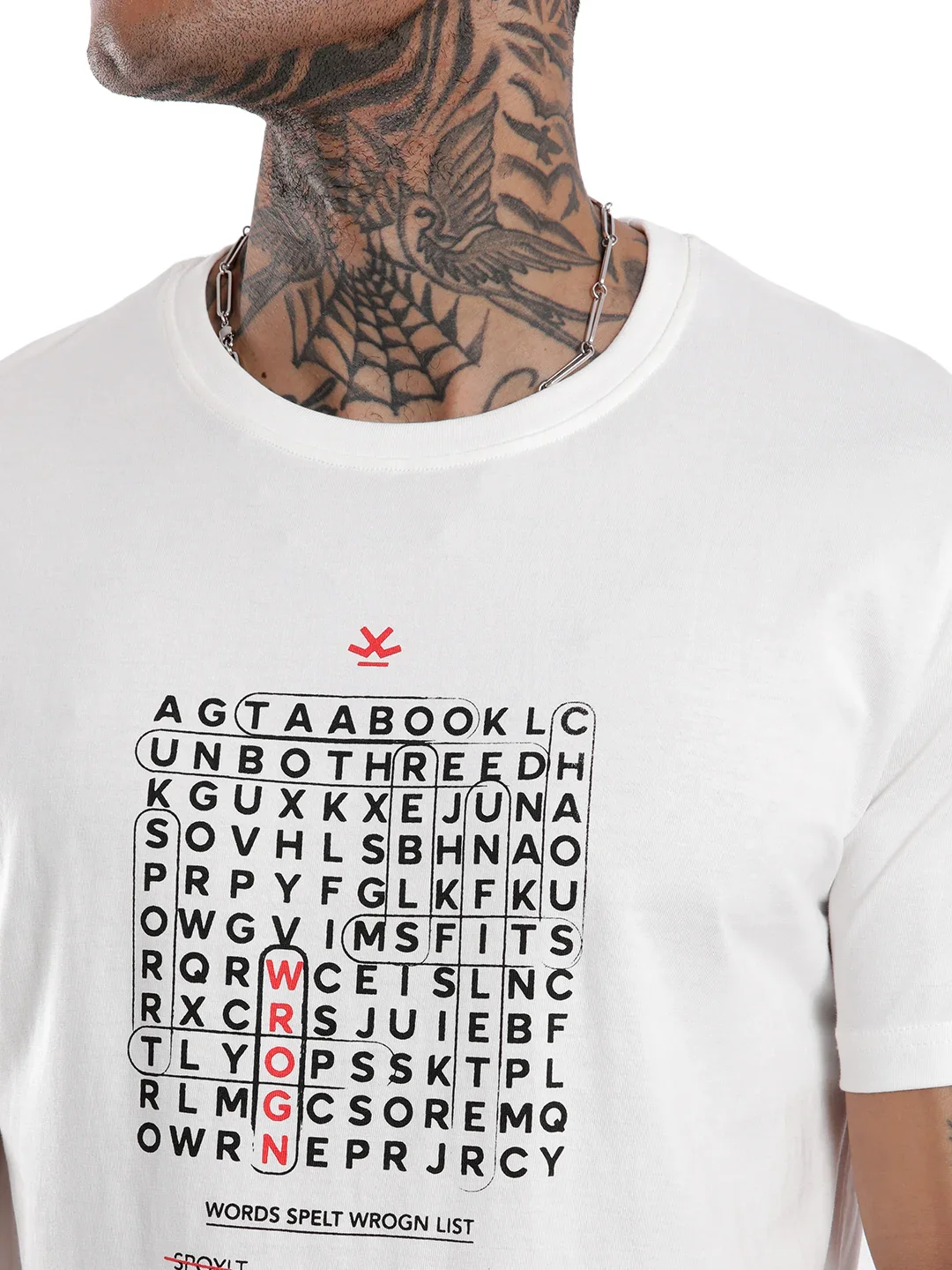 White Crossword Printed T-Shirt - Image 5