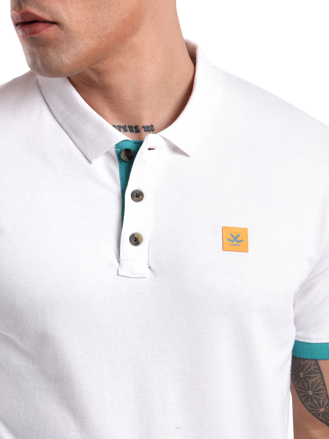 White Pique Basic Polo T-Shirt - Image 5