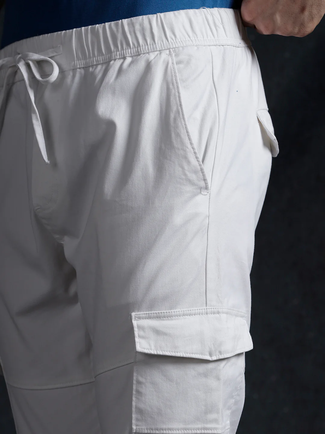 White Solid Cargo Jogger - Image 5
