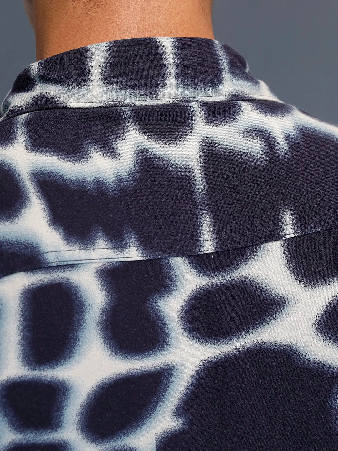 Wrogn Abstract Printed Oversized Fit Shirt | Blue - Image 5