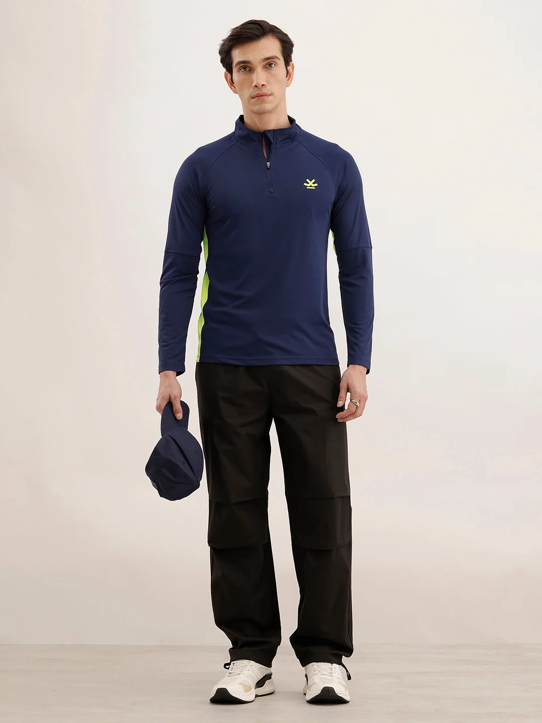 Slim Fit Full Sleeve Active T-Shirt | Navy Blue - Image 2