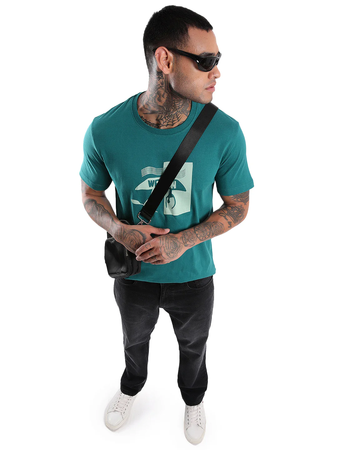 Wrogn Boat Teal Printed T-Shirt - Image 2