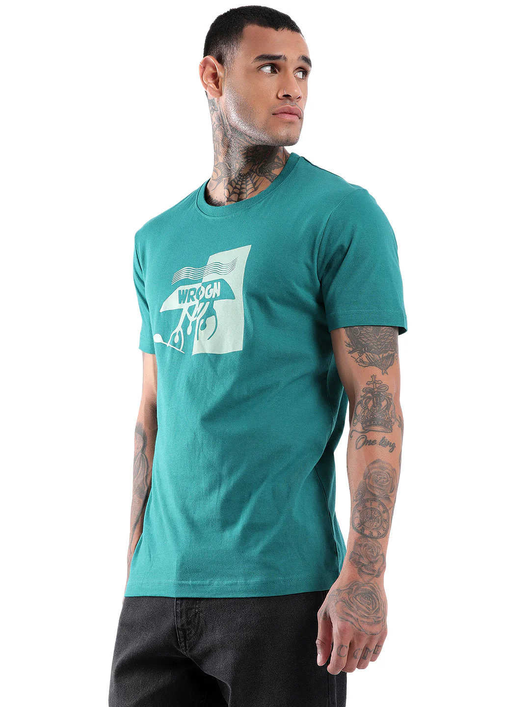 Wrogn Boat Teal Printed T-Shirt - Image 4