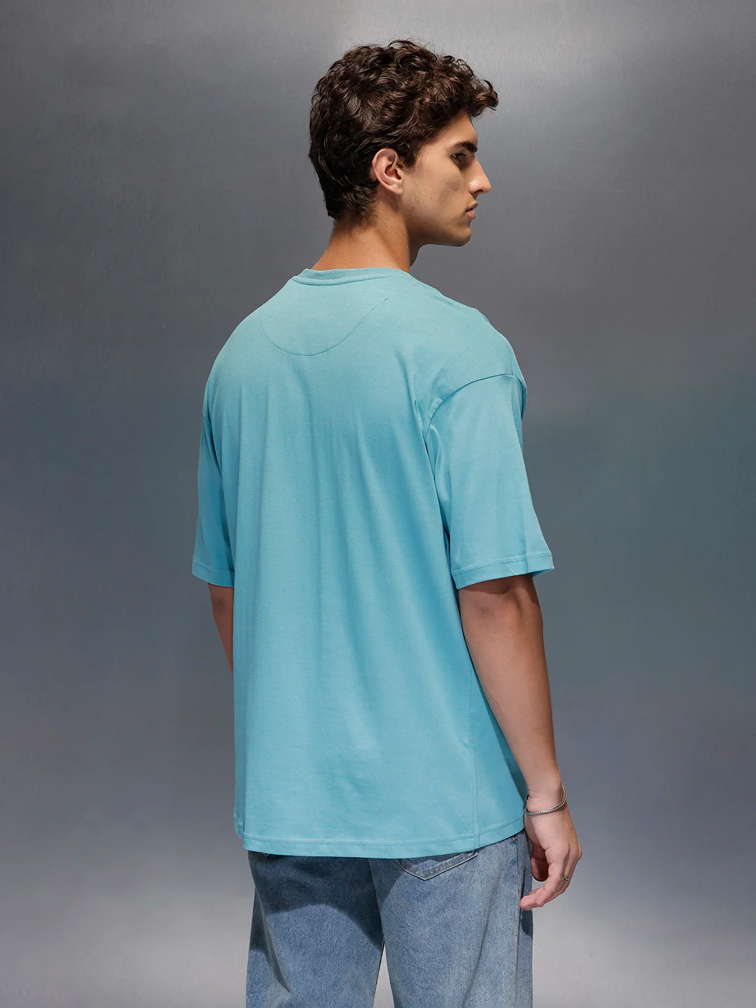 Wrogn Branded Oversized Casual Tee |  Teal - Image 3