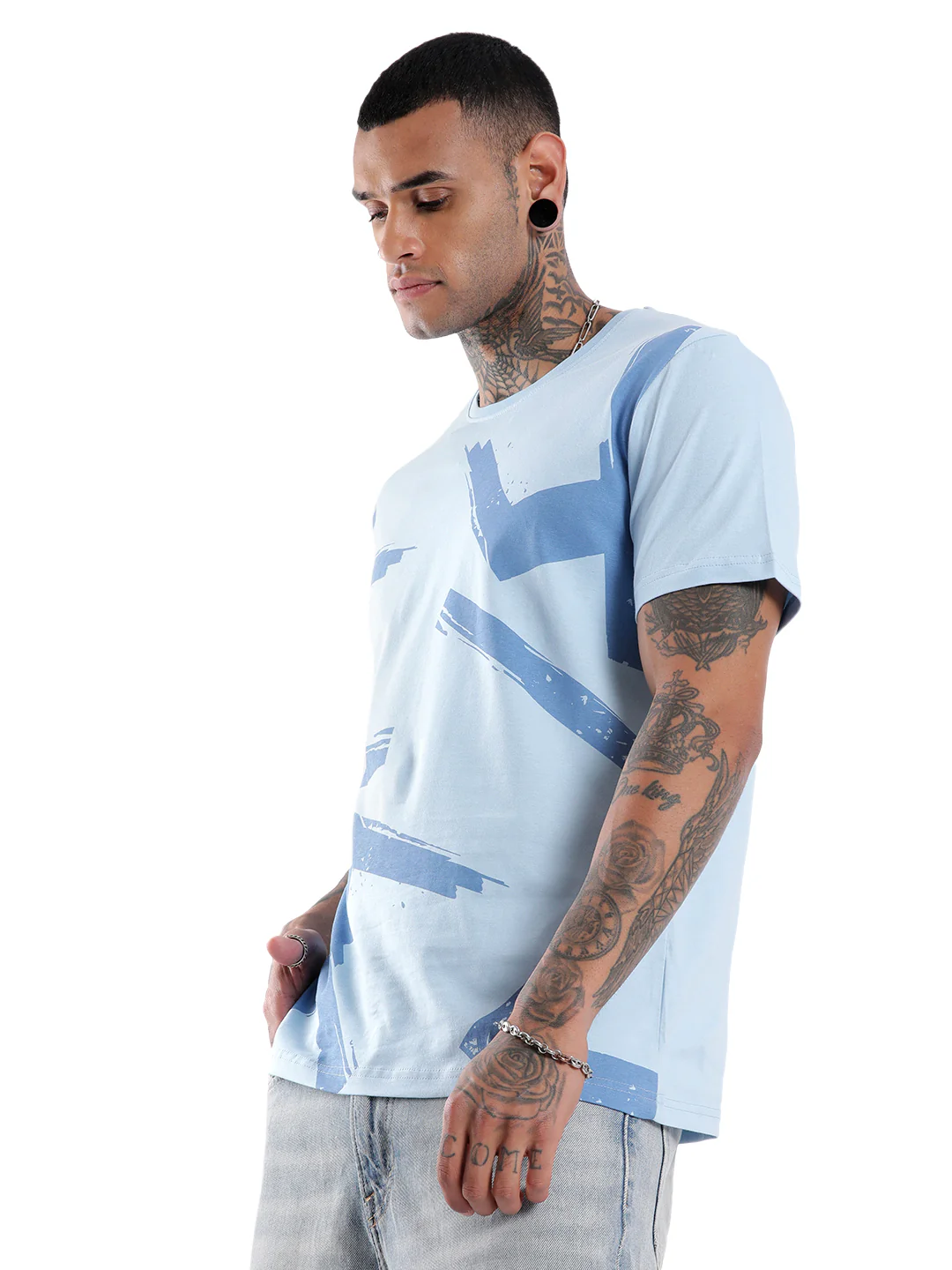 Wrogn Brush Strokes Crew Neck T-Shirt - Image 4