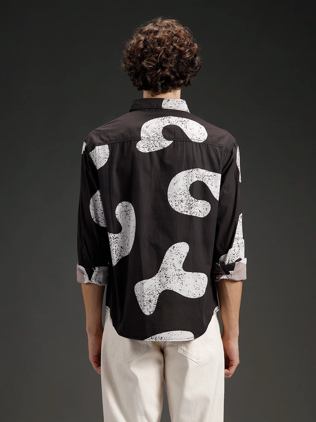 Wrogn Casual Distressed Effect Printed Shirt | Black - Image 3
