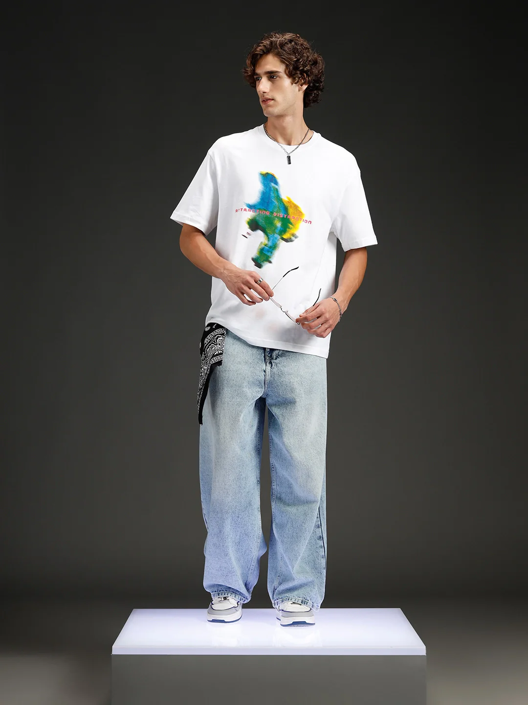 Wrogn Chest Printed Regular Fit T-shirt | White - Image 2